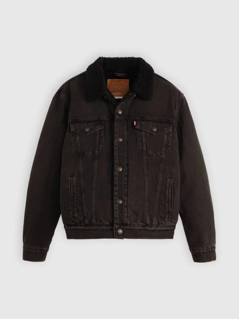 NWOT Levi's Men Sherpa Trucker Denim Jacket Relaxed Fit Black Sz XS